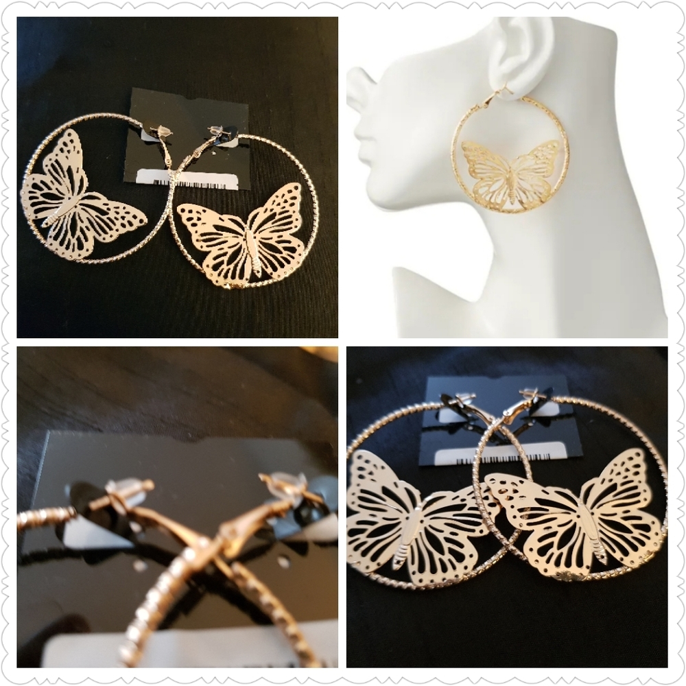 ❌SOLD OUT ❌ 🦋 Butterfly Hoops in Dazzling Gold